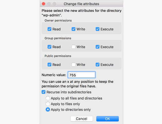 change file attributes