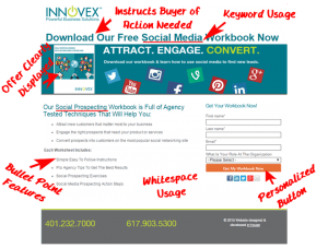 INNOVEX action oriented landing page